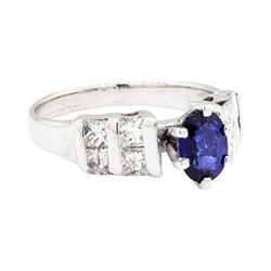 14KT White Gold 1.04 ctw Sapphire and Diamond Ring