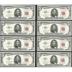 Lot of (8) 1963 $5 Legal Tender STAR Notes