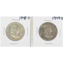 Lot of 1948-D to 1949-D Franklin Half Dollar Silver Coins