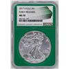 Image 1 : 2017 $1 American Silver Eagle Coin NGC MS70 Early Releases Green Core