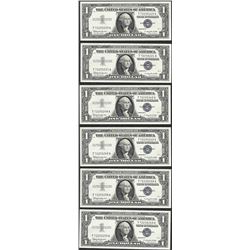 Lot of (6) 1957B $1 Silver Certificate Notes