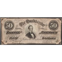1864 $50 Confederate States of America Note