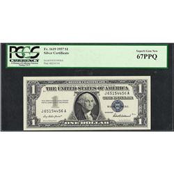 1957 $1 Silver Certificate Note Fr.1619 PCGS Superb Gem New 67PPQ