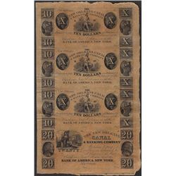 Uncut Sheet of 1800's New Orleans Canal & Banking Company Obsolete Notes