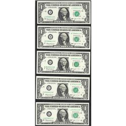 Lot of (5) 1963B $1 Federal Reserve BARR Notes