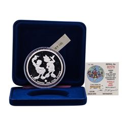 1988 Rarities Mint Walt Disney Donald & Daisy 5 oz .999 Silver Coin w/Box & COA