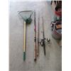 Image 1 : 3 Fishing Rods 2 with Reels,  Nets & More
