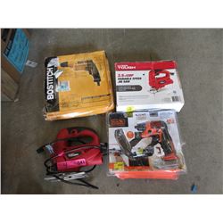 2 Jig Saws, Screwdrivers & Bostich Drill