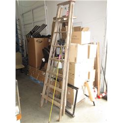 8 Foot Wood Step Ladder & Chimney Sweep