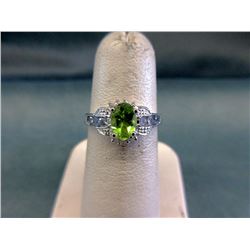 Peridot Tanzanite & Diamond Dinner Ring