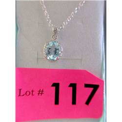 Blue Topaz & Diamond Sterling Silver Necklace