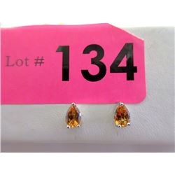 New Citrine Stud Sterling Silver Earrings