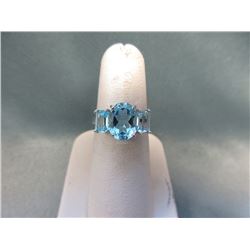 Blue Topaz Sterling Silver Journey Ring