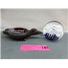 Image 1 : Art Glass Paperweight & First Nations Ashtray