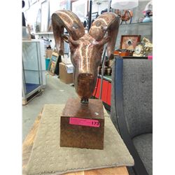 Metal Ram's Head Statue
