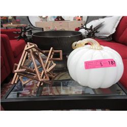 Stag Head Metal Bowl, Glass Pumpkin & More