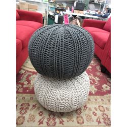 Two 18" Diameter Knitted Poof Stools