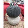 Image 1 : Two 18" Diameter Knitted Poof Stools