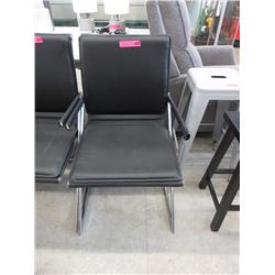 Chrome & Black Leather Like Arm Chair