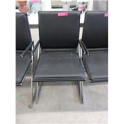 Chrome & Black Leather Like Arm Chair