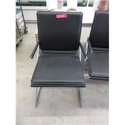 Chrome & Black Leather Like Arm Chair