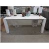 Image 1 : White Lacquer Table with Pop Up Leaf