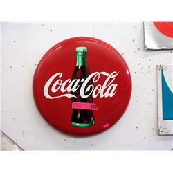 1990 Metal Coca- Cola Button Sign