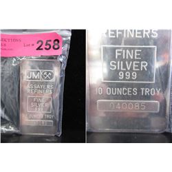 10 Oz. Johnson Matthey .999 Silver Bar