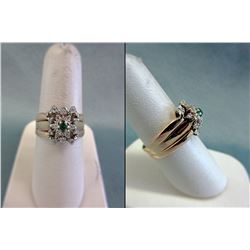 14KT Yellow Gold Emerald & Diamond Ladies Ring
