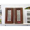 Image 1 : Pair of Wood Framed Stained Glass Panels