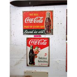 2 New Coca-Cola Tin Signs with Vintage Images