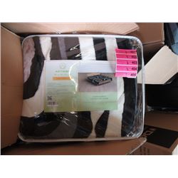 2 New Queen Size Geometric Print Sherpa Blankets