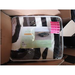 2 New Queen Size Geometric Print Sherpa Blankets