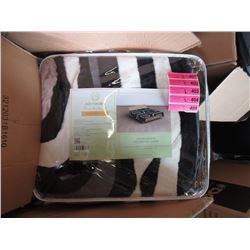 2 New Queen Size Geometric Print Sherpa Blankets