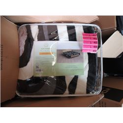 2 New Queen Size Geometric Print Sherpa Blankets