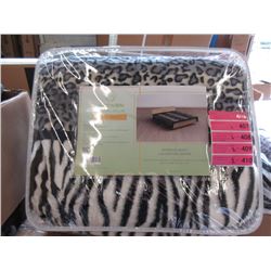 2 New Queen Size Animal Stripe Sherpa Blankets