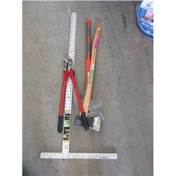Axe, Fledge, T Square & 24" Bolt Cutters
