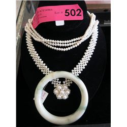 11mm Jade Bangle Bracelet & 2 New Pearl Necklaces