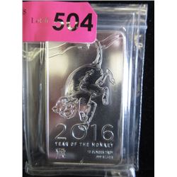 10 Oz. 2016 Yr. of the Monkey .999 Silver Bar