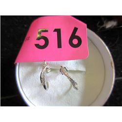 Delicate 14 KT White Gold and Diamond Earrings