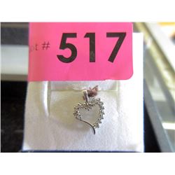 10 KT White Gold and Diamond Heart Pendant