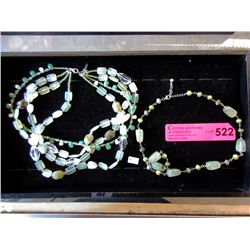 Two 20" Gemstone Necklaces with Silver Clasps