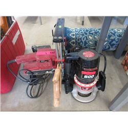 Electric Router, Belt Sander & Manual Saw w/ Guide