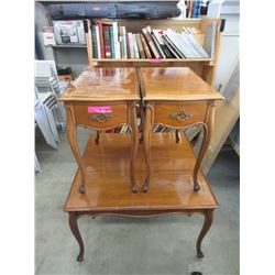 Vintage 3 Piece Wood Coffee Table Set