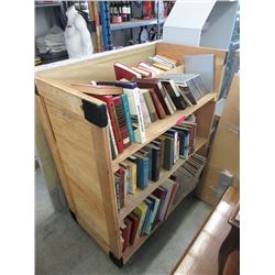 Rolling Bookshelf on Casters with Contents
