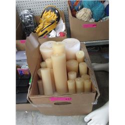 Box of Assorted Pillar Candles - Most are Unlit