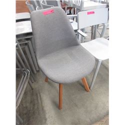 New Grey Upholstered Side Chair with Wood Legs