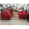 Image 1 : New 3 Piece Red Fabric Upholstered Sofa Set