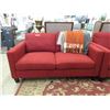 Image 2 : New 3 Piece Red Fabric Upholstered Sofa Set