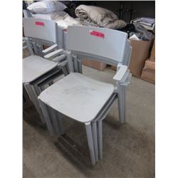 3 Grey Resin Stacking Chairs